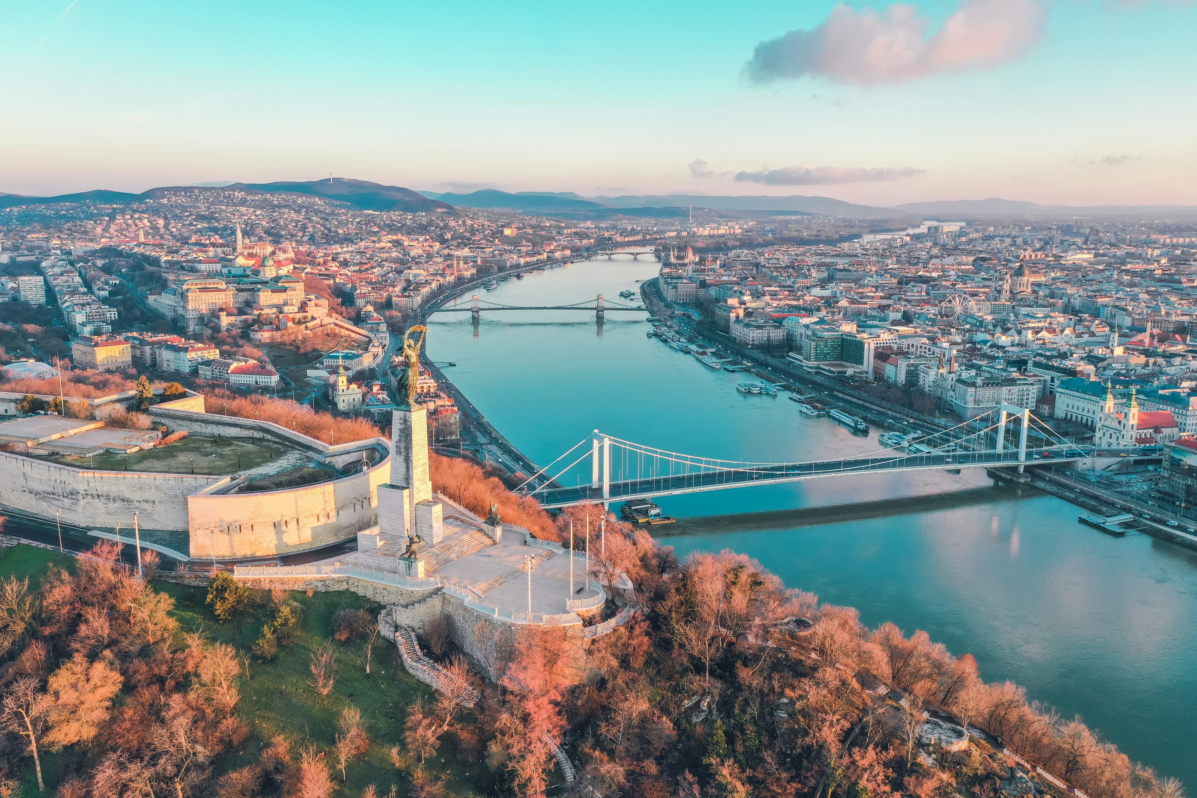 Budapest skyline and river