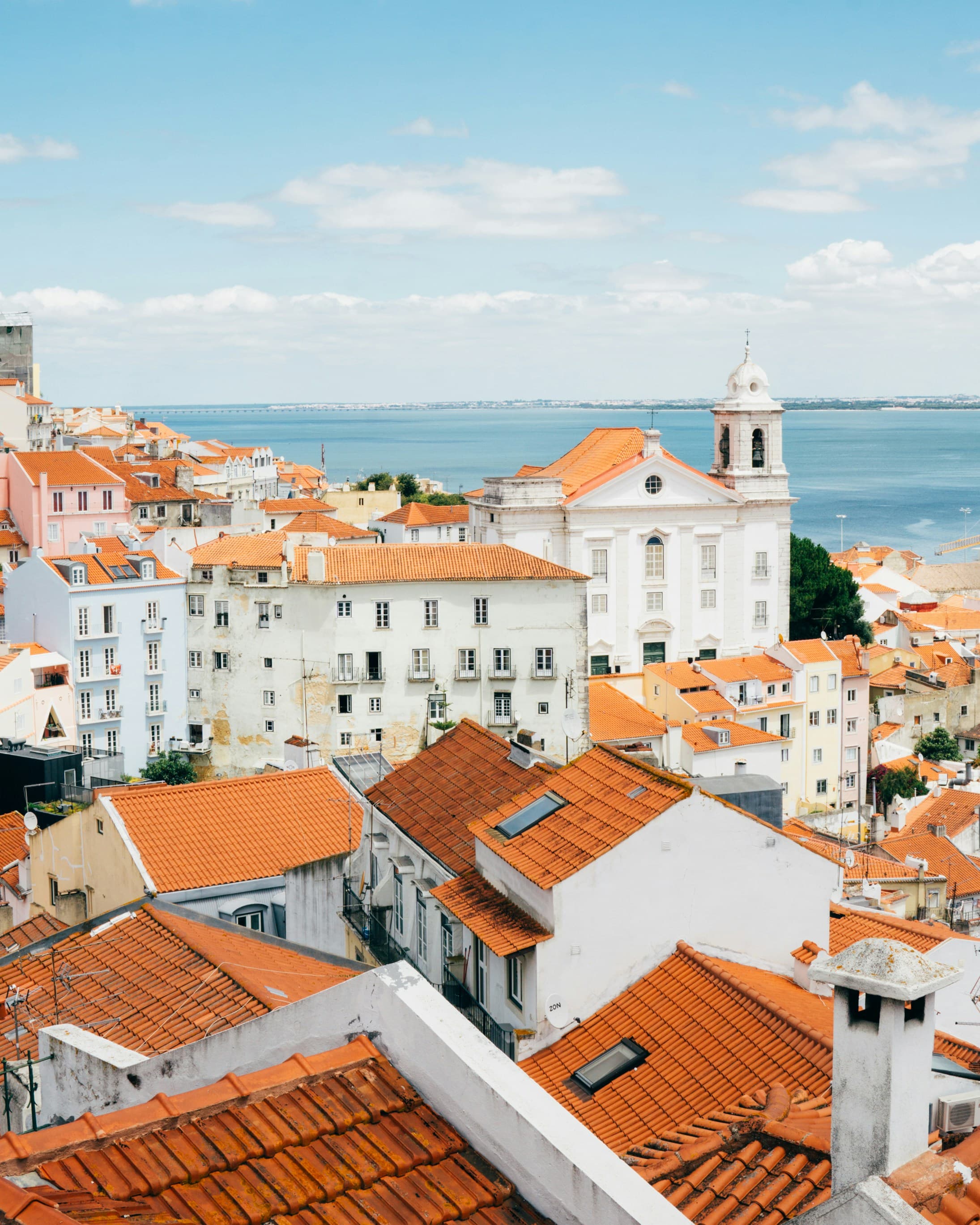 Lisbon rooftops and yellow tram