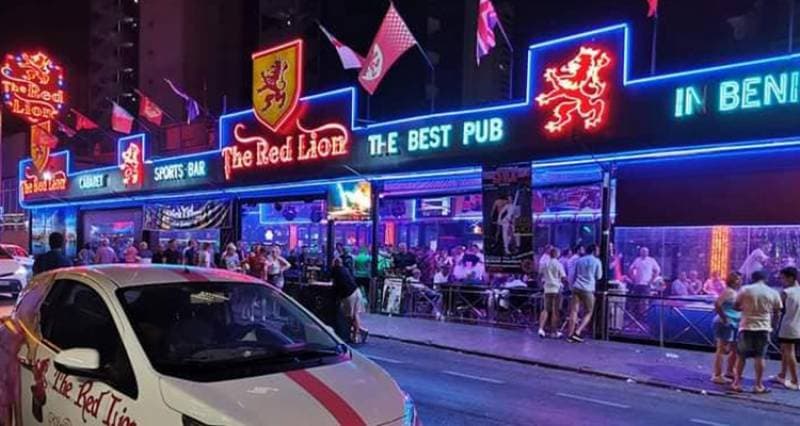 Benidorm beachfront and skyline at sunset
